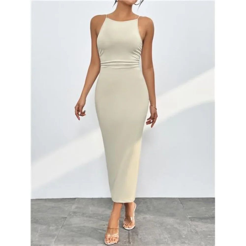 Spaghetti Straps Midi Bodycon Dress